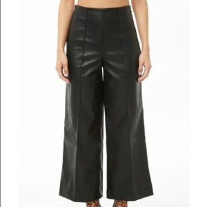 Forever 21 Black Faux Leather Ankle Pants